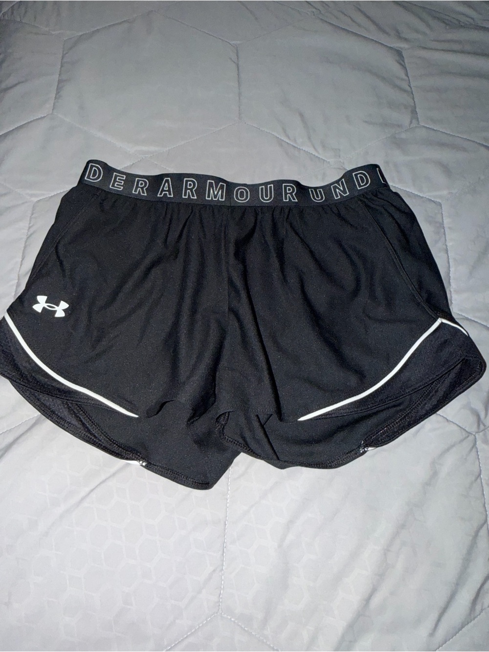 Under Armour Women's Black Athletic Running Shorts with White Trim